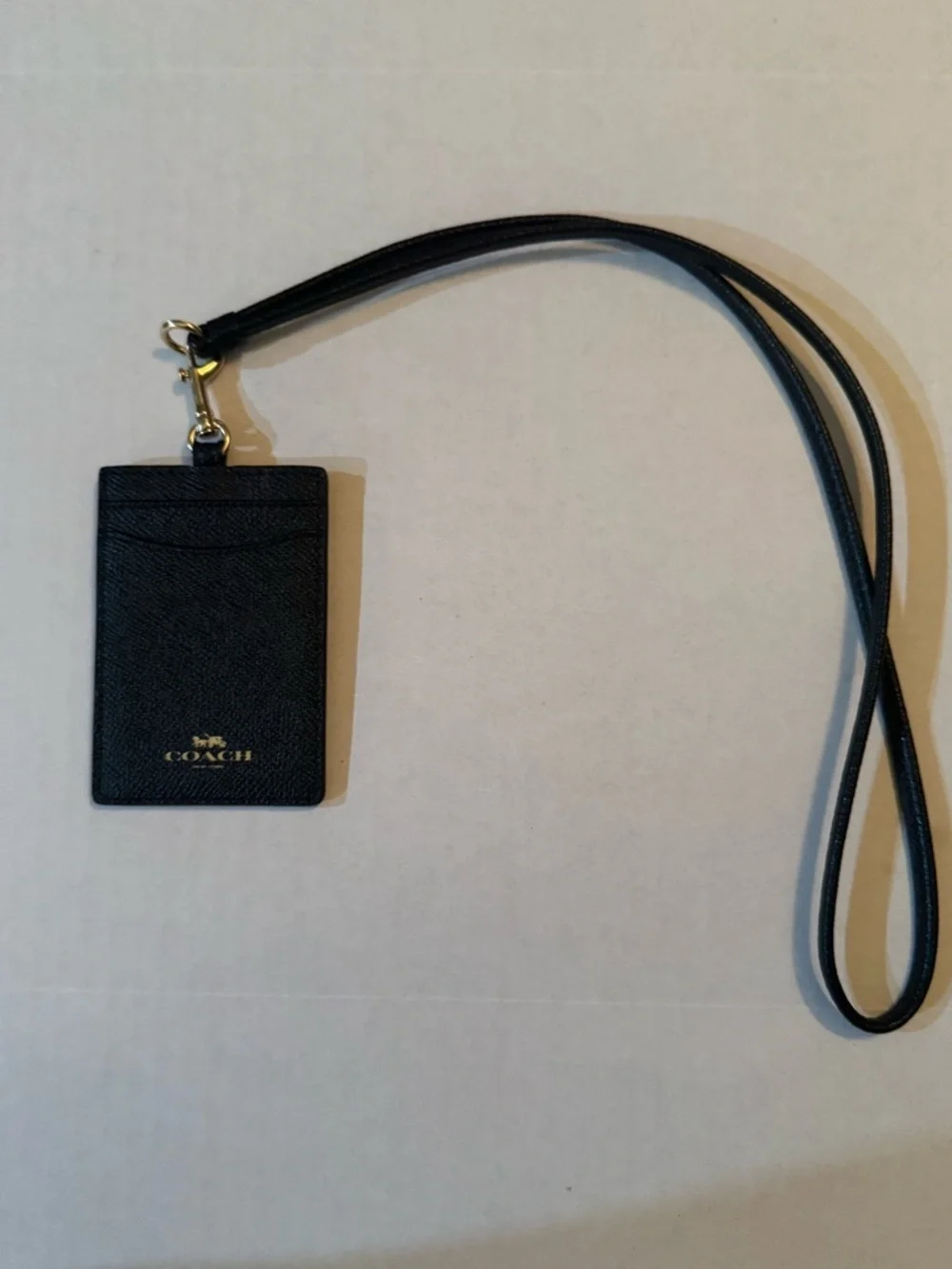 Coach Signature Solid Black Lanyard ID Badge Card Holder